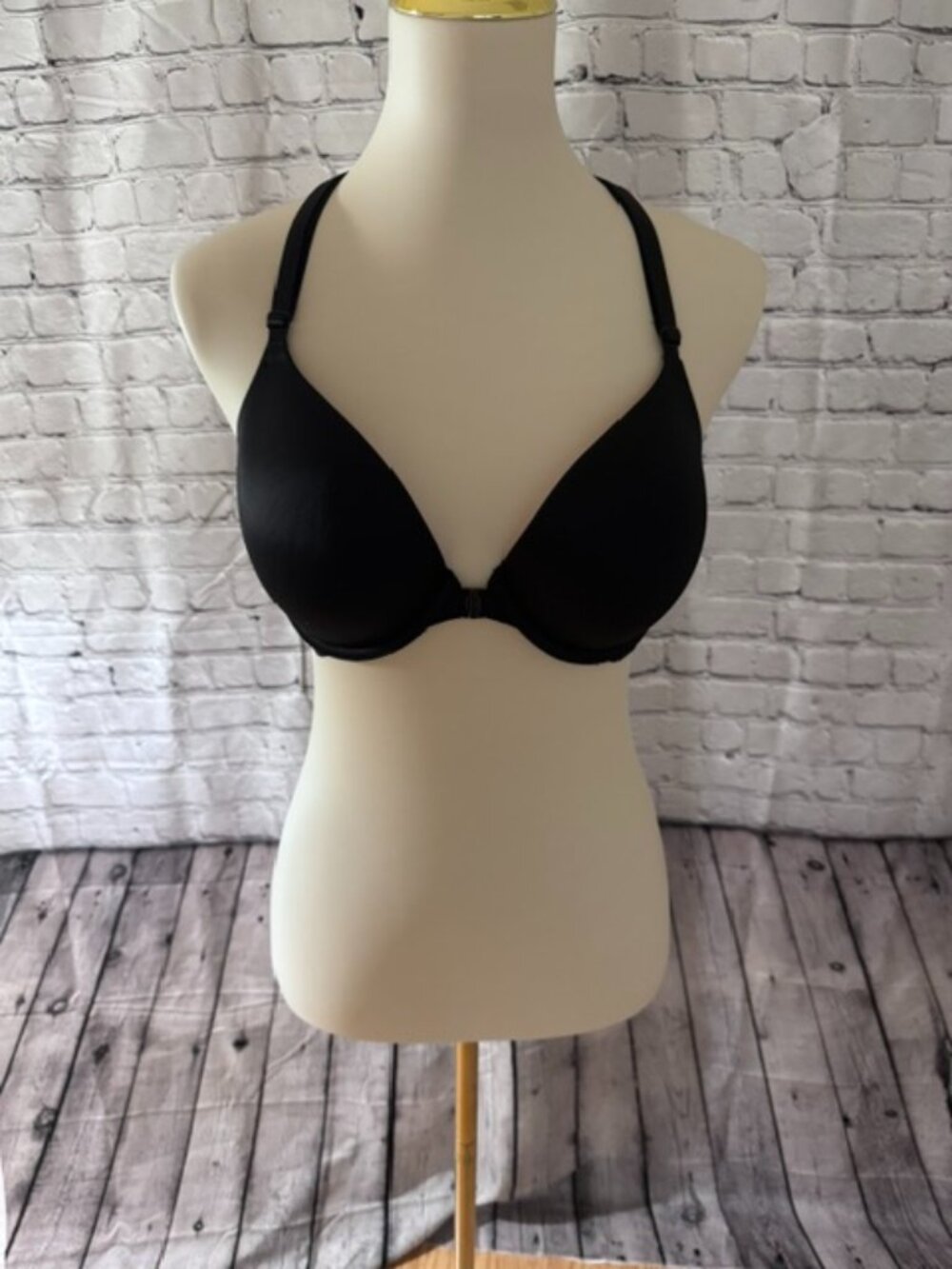 Victoria’s Secret PINK Wear Everywhere Front-Close Push-Up Bra Black 36C Caged B - Picture 1 of 7